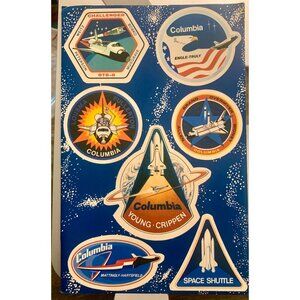 Vintage NASA Space Shuttle Mission Stickers Featuring Columbia & Challenger